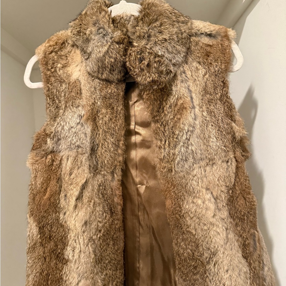 MICHAEL Michael Kors Real Rabbit Fur Vest in Brown and Tan